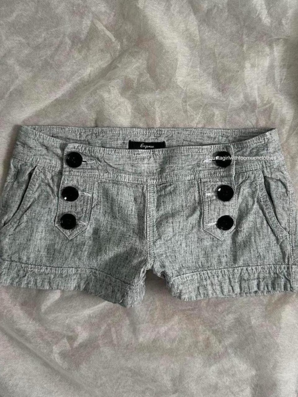 Express Gray Women's Button-Accent Jean Shorts